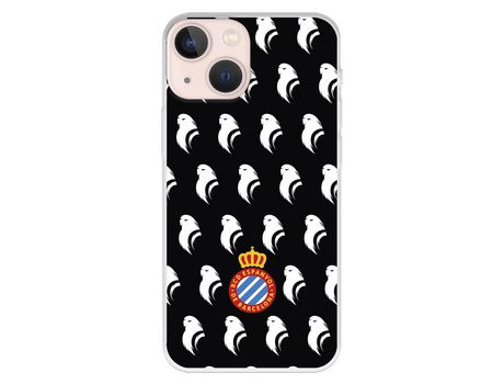 Funda para iPhone 13 Mini del RCD Espanyol Escudo Patron Fondo Negro Escudo Patron Fondo Negro - Licencia Oficial RCD Espanyol