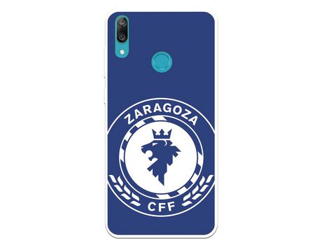 Funda para Huawei Y7 2019 del Zaragoza CF Femenino Escudo Grande Fondo Azul - Licencia Oficial Zaragoza CF Femenino
