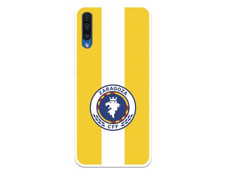 Funda para Samsung Galaxy A50 del Zaragoza CF Femenino Escudo Fondo Amarillo - Licencia Oficial Zaragoza CF Femenino
