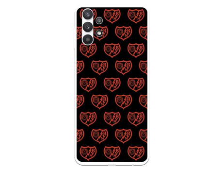 Funda para Samsung Galaxy A32 5G del Rayo Vallecano Escudo Patron Fondo Negro - Licencia Oficial Rayo Vallecano