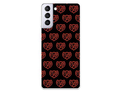 Funda para Samsung Galaxy S21 Plus del Rayo Vallecano Escudo Patron Fondo Negro - Licencia Oficial Rayo Vallecano