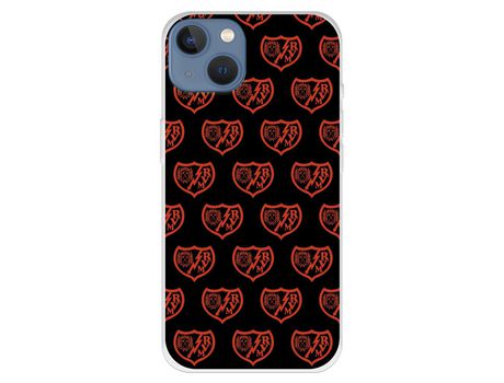 Funda para iPhone 13 del Rayo Vallecano Escudo Patron Fondo Negro - Licencia Oficial Rayo Vallecano