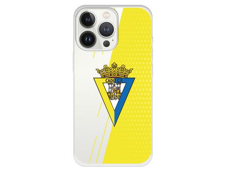 Funda para iPhone 13 Pro del Cádiz Fondo Amarillo y Transparente - Licencia Oficial Cádiz CF