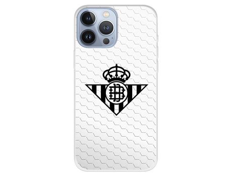 Funda para iPhone 13 Pro Max del Betis Escudo Negro Fondo Red - Licencia Oficial Real Betis Balompié