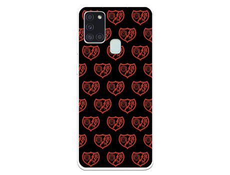 Funda para Samsung Galaxy A21s del Rayo Vallecano Escudo Patron Fondo Negro - Licencia Oficial Rayo Vallecano