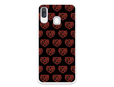 Funda para Samsung Galaxy A40 del Rayo Vallecano Escudo Patron Fondo Negro - Licencia Oficial Rayo Vallecano