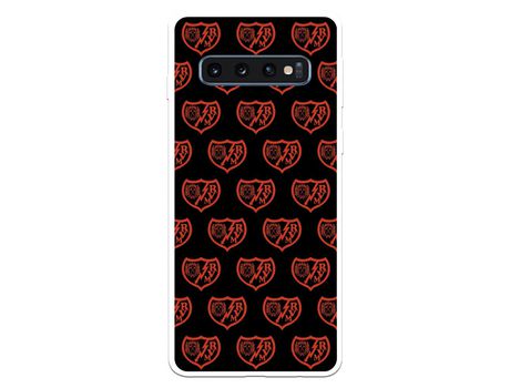 Funda para Samsung Galaxy S10 Plus del Rayo Vallecano Escudo Patron Fondo Negro - Licencia Oficial Rayo Vallecano