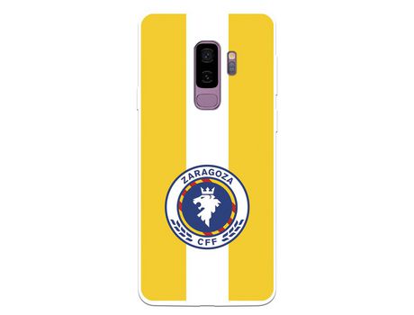 Funda para Samsung Galaxy S9 Plus del Zaragoza CF Femenino Escudo Fondo Amarillo - Licencia Oficial Zaragoza CF Femenino