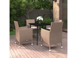 Juego de comedor de jardín de 5 piezas con cojines de mimbre y cristal de DKD Home Decor