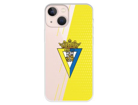 Funda para iPhone 13 Mini del Cádiz Fondo Amarillo y Transparente - Licencia Oficial Cádiz CF