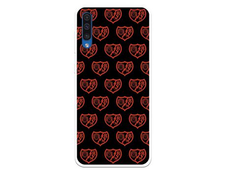 Funda para Samsung Galaxy A50 del Rayo Vallecano Escudo Patron Fondo Negro - Licencia Oficial Rayo Vallecano