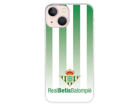 Funda para iPhone 13 Mini del Betis Fondo Rayas Verdiblancas - Licencia Oficial Real Betis Balompié
