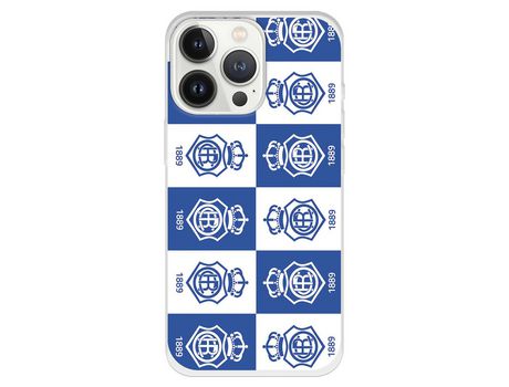 Funda para iPhone 13 Pro del Recre Patron Escudos Cuadrados - Licencia Oficial Real Club Recreativo de Huelva