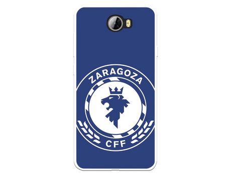Funda para Huawei Y6 II Compact del Zaragoza CF Femenino Escudo Grande Fondo Azul - Licencia Oficial Zaragoza CF Femenino