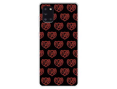 Funda para Samsung Galaxy A31 del Rayo Vallecano Escudo Patron Fondo Negro - Licencia Oficial Rayo Vallecano