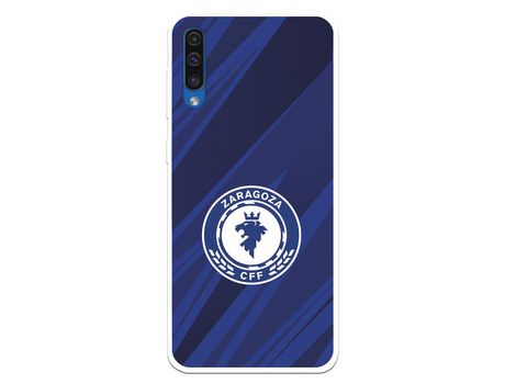 Funda para Samsung Galaxy A50 del Zaragoza CF Femenino Escudo Fondo Azul-Negro - Licencia Oficial Zaragoza CF Femenino