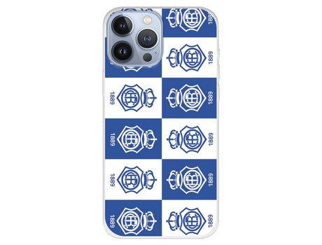 Funda para iPhone 13 Pro Max del Recre Patron Escudos Cuadrados - Licencia Oficial Real Club Recreativo de Huelva