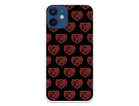 Funda para iPhone 12 Mini del Rayo Vallecano Escudo Patron Fondo Negro - Licencia Oficial Rayo Vallecano