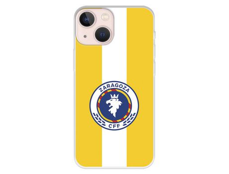 Funda para iPhone 13 Mini del Zaragoza CF Femenino Escudo Fondo Amarillo - Licencia Oficial Zaragoza CF Femenino