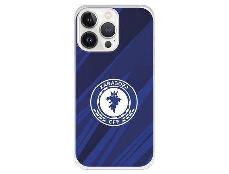 Funda para iPhone 13 Pro del Zaragoza CF Femenino Escudo Fondo Azul-Negro - Licencia Oficial Zaragoza CF Femenino