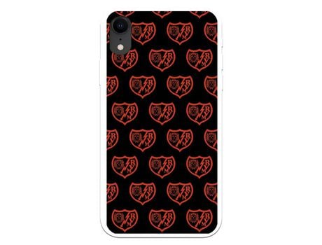 Funda para iPhone XR del Rayo Vallecano Escudo Patron Fondo Negro - Licencia Oficial Rayo Vallecano