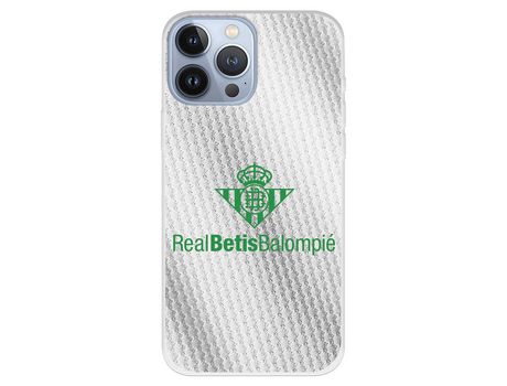 Funda para iPhone 13 Pro Max del Betis Fondo Trama Blanca - Licencia Oficial Real Betis Balompié