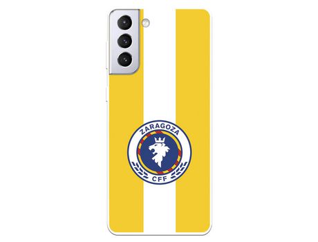 Funda para Samsung Galaxy S21 Plus del Zaragoza CF Femenino Escudo Fondo Amarillo - Licencia Oficial Zaragoza CF Femenino