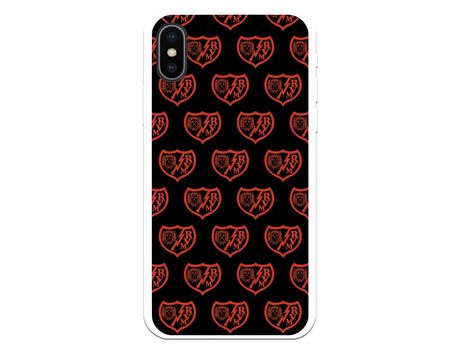 Funda para iPhone X del Rayo Vallecano Escudo Patron Fondo Negro - Licencia Oficial Rayo Vallecano