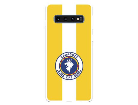 Funda para Samsung Galaxy S10 Plus del Zaragoza CF Femenino Escudo Fondo Amarillo - Licencia Oficial Zaragoza CF Femenino