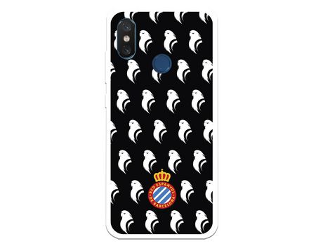 Funda para Xiaomi Mi 8 del RCD Espanyol Escudo Patron Fondo Negro Escudo Patron Fondo Negro - Licencia Oficial RCD Espanyol
