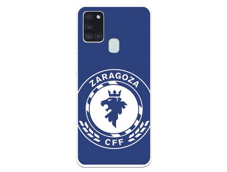 Funda para Samsung Galaxy A21s del Zaragoza CF Femenino Escudo Grande Fondo Azul - Licencia Oficial Zaragoza CF Femenino