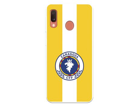 Funda para Samsung Galaxy A20e del Zaragoza CF Femenino Escudo Fondo Amarillo - Licencia Oficial Zaragoza CF Femenino