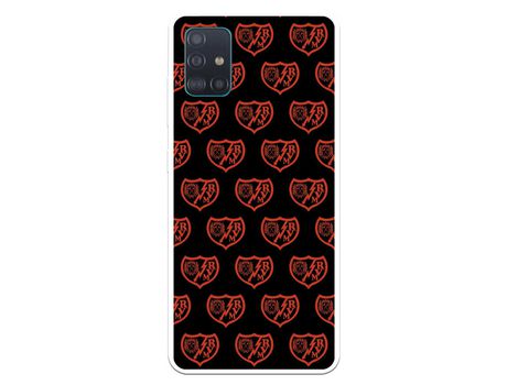 Funda para Samsung Galaxy A51 del Rayo Vallecano Escudo Patron Fondo Negro - Licencia Oficial Rayo Vallecano