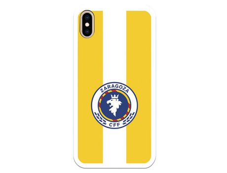 Funda para iPhone XS Max del Zaragoza CF Femenino Escudo Fondo Amarillo - Licencia Oficial Zaragoza CF Femenino