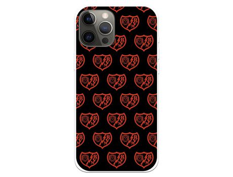 Funda para iPhone 12 Pro Max del Rayo Vallecano Escudo Patron Fondo Negro - Licencia Oficial Rayo Vallecano