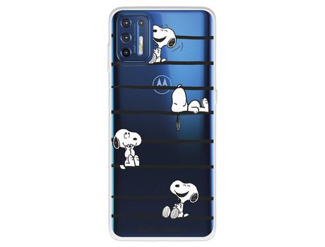 Funda para Motorola Moto G9 Plus Oficial de Peanuts Snoopy rayas - Snoopy