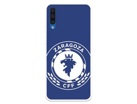 Funda para Samsung Galaxy A50 del Zaragoza CF Femenino Escudo Grande Fondo Azul - Licencia Oficial Zaragoza CF Femenino