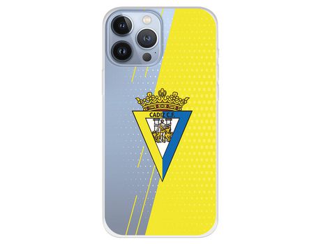 Funda para iPhone 13 Pro Max del Cádiz Fondo Amarillo y Transparente - Licencia Oficial Cádiz CF
