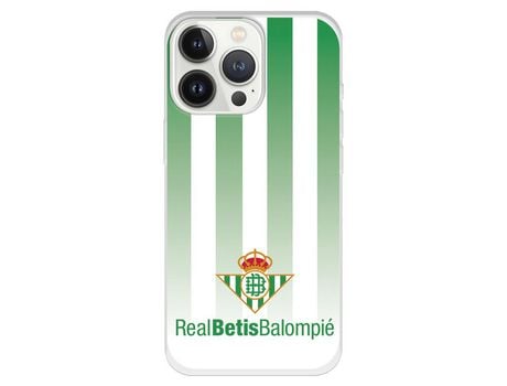 Funda para iPhone 13 Pro del Betis Fondo Rayas Verdiblancas - Licencia Oficial Real Betis Balompié