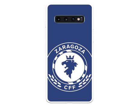Funda para Samsung Galaxy S10 Plus del Zaragoza CF Femenino Escudo Grande Fondo Azul - Licencia Oficial Zaragoza CF Femenino