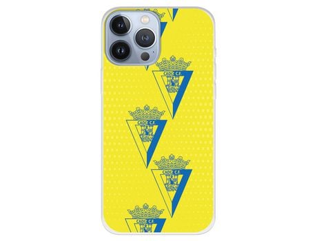 Funda para iPhone 13 Pro Max del Cádiz Escudo Patron Lineal - Licencia Oficial Cádiz CF