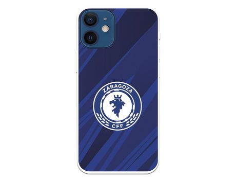 Funda para iPhone 12 Mini del Zaragoza CF Femenino Escudo Fondo Azul-Negro - Licencia Oficial Zaragoza CF Femenino