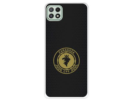 Funda para Samsung Galaxy A22 5G del Zaragoza CF Femenino Escudo Fondo Negro - Licencia Oficial Zaragoza CF Femenino