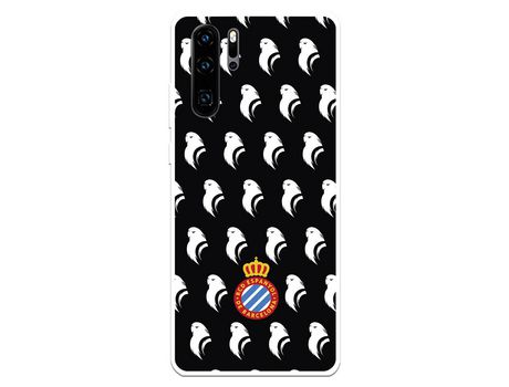 Funda para Huawei P30 Pro del RCD Espanyol Escudo Patron Fondo Negro Escudo Patron Fondo Negro - Licencia Oficial RCD Espanyol
