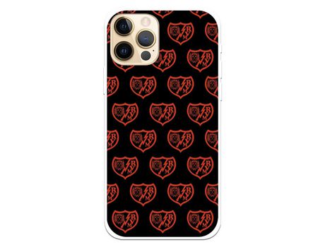 Funda para iPhone 12 del Rayo Vallecano Escudo Patron Fondo Negro - Licencia Oficial Rayo Vallecano