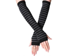 Guantes Largos Sin Dedos A Rayas Para Mujer, Ideales Para El Invierno.