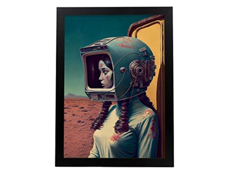 NACNIC Poster Casco De Tv En Estilo Surrealismo Cinematográfico Ilustraciones Y Grabados De Historieta Abstracta Y Artística A4 Marcos Negros