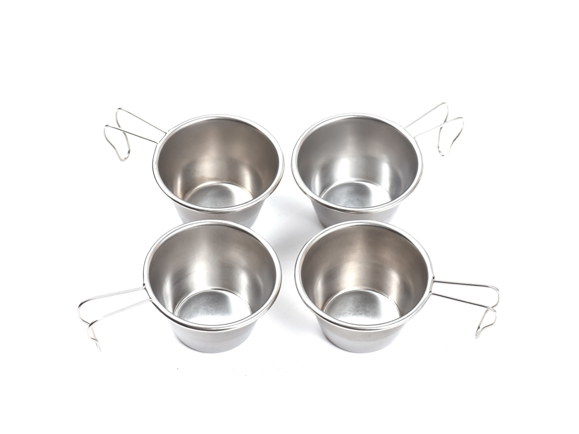 Juego De 4 Tazas Sierra De Acero Inoxidable 304 Con Asa Plegable De 30/70 Ml Para Viajes, Camping, Café Y Té Al Aire Libre.
