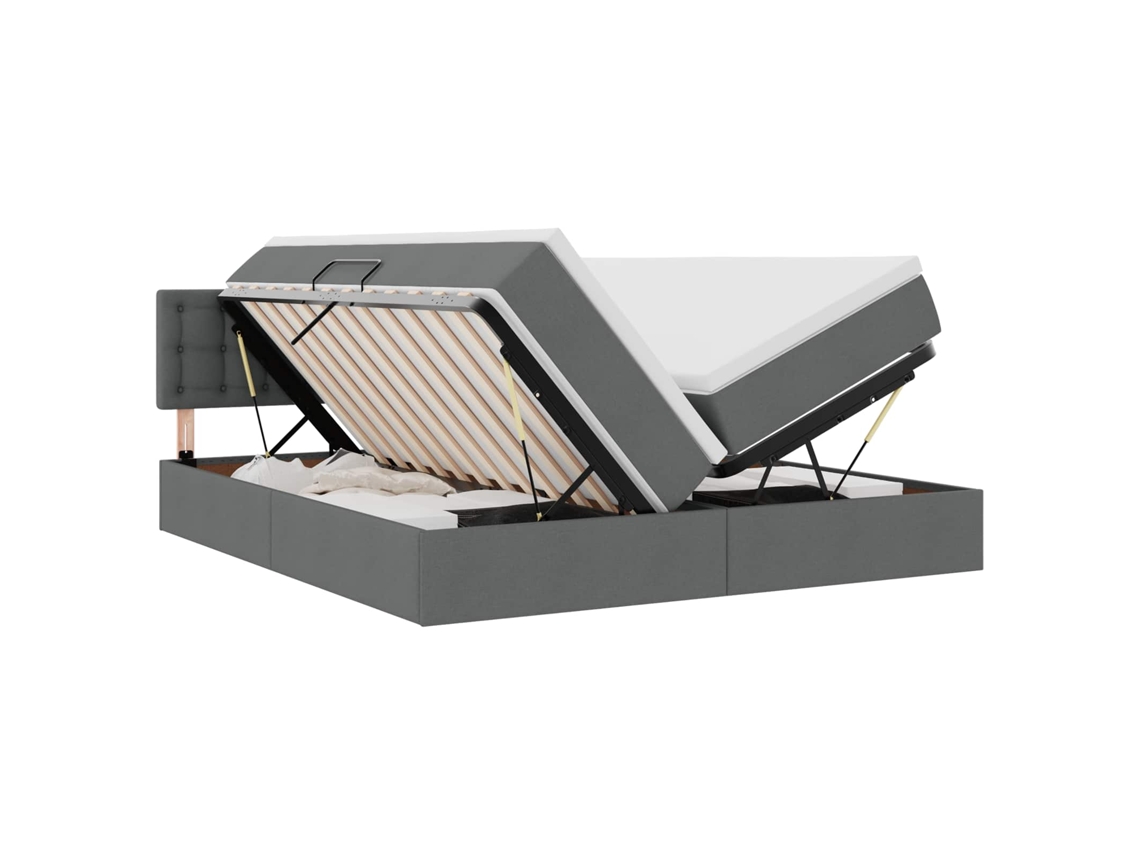 Maison Exclusive - Cama De Almacenamiento Led Con Colchón Gris Oscuro 180 X 200 Cm
