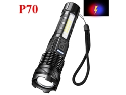 Linterna LED táctica de alta potencia con zoom telescópico, batería incorporada, recargable por USB, ideal para emergencias y campamentos. Viewleaf